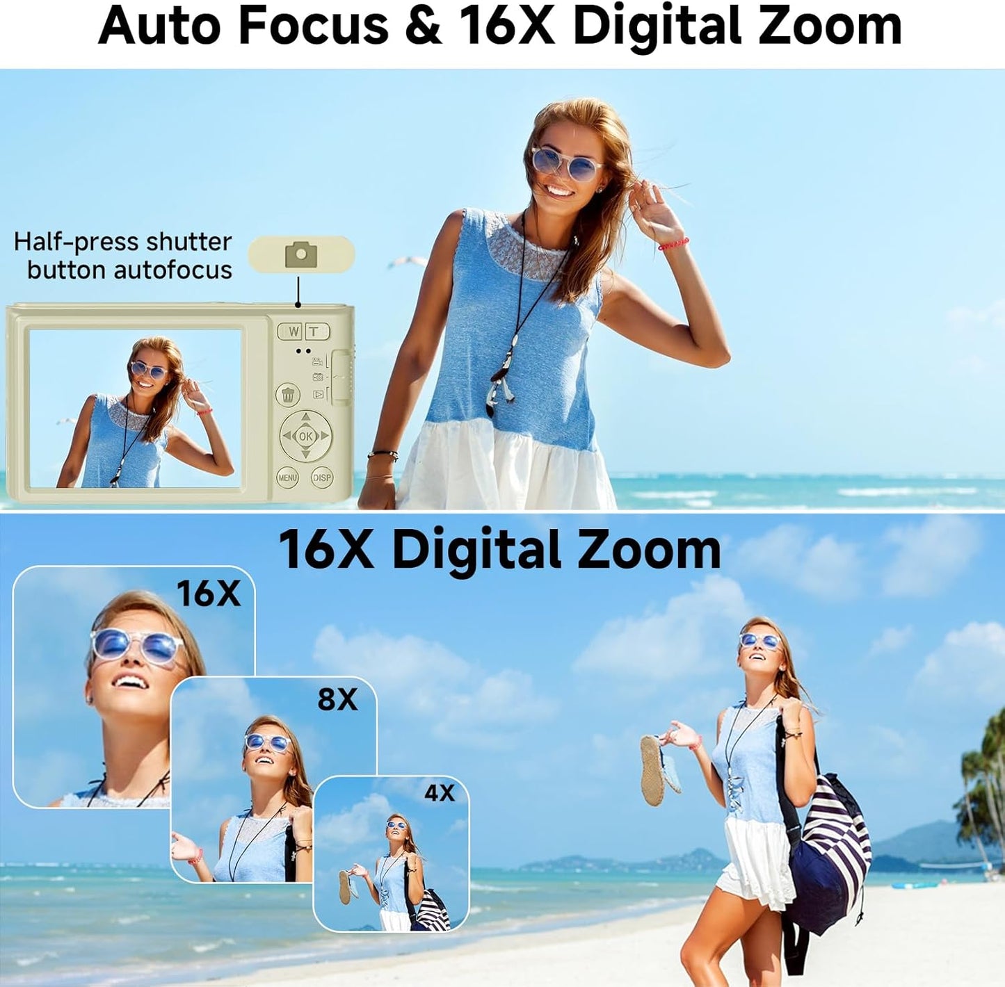 CEYE Digital Camera, FHD 4K 44MP Digital Camera