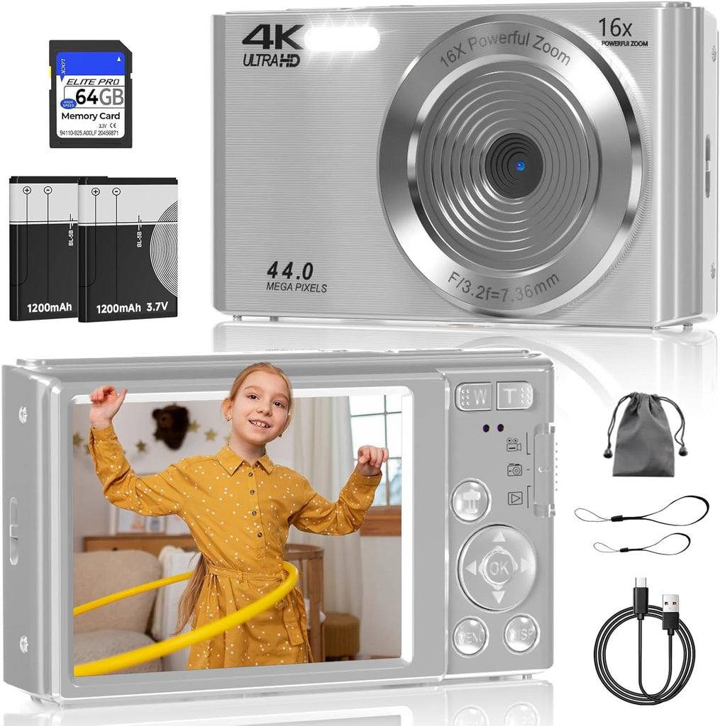 ceye Silver 4K Volg Pocket Digtial Camera